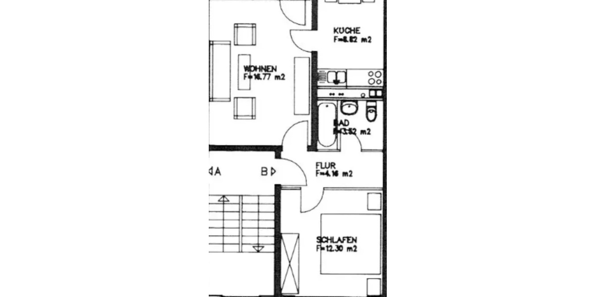 Etagenwohnung Schwerin Friedrichsthal - 2 Zimmer, 43 m&sup2;, 320&euro; | Angebot:25936616