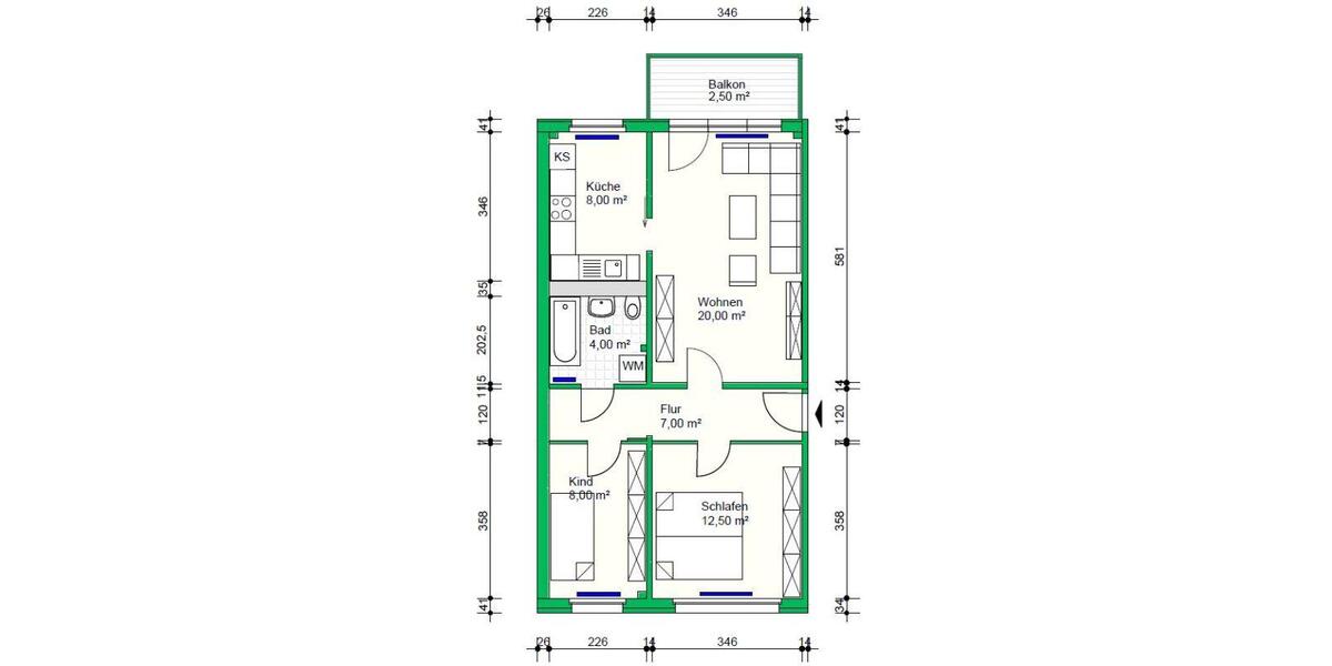 Moderne 3-RW mit Balkon 3 zimmer