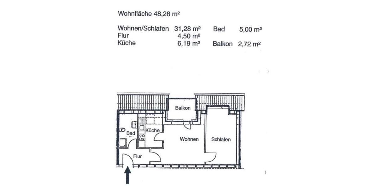 Dachgeschoßwohnung Neustadt-Glewe Glewe - 2 Zimmer, 48 m&sup2;, 380&euro; | Angebot:25887760