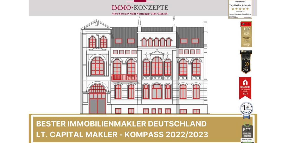 Dachgeschoßwohnung Schwerin Altstadt - 4 Zimmer, 113 m&sup2;, 1.490&euro; | Angebot:22454828