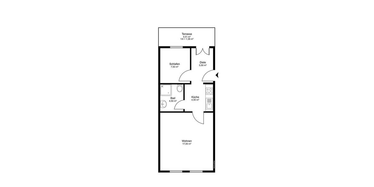 Etagenwohnung Wismar Altstadt - 2 Zimmer, 39 m&sup2;, 119.900&euro; | Angebot:26349429