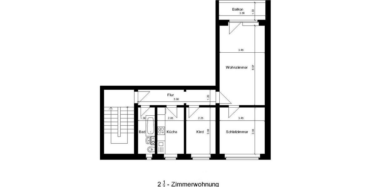 Etagenwohnung Hagenow - 2.5 Zimmer, 63 m&sup2;, 400&euro; | Angebot:26165217
