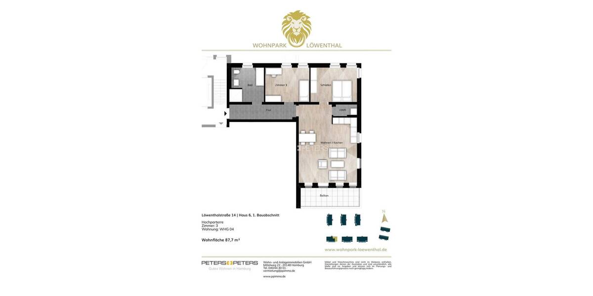 Etagenwohnung Schwerin Werdervorstadt - 3 Zimmer, 87 m&sup2;, 969&euro; | Angebot:26379163