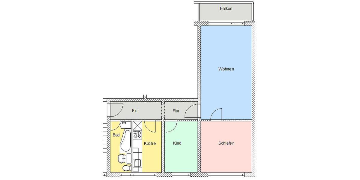 Etagenwohnung Gadebusch - 3 Zimmer, 61 m&sup2;, 400&euro; | Angebot:25994463