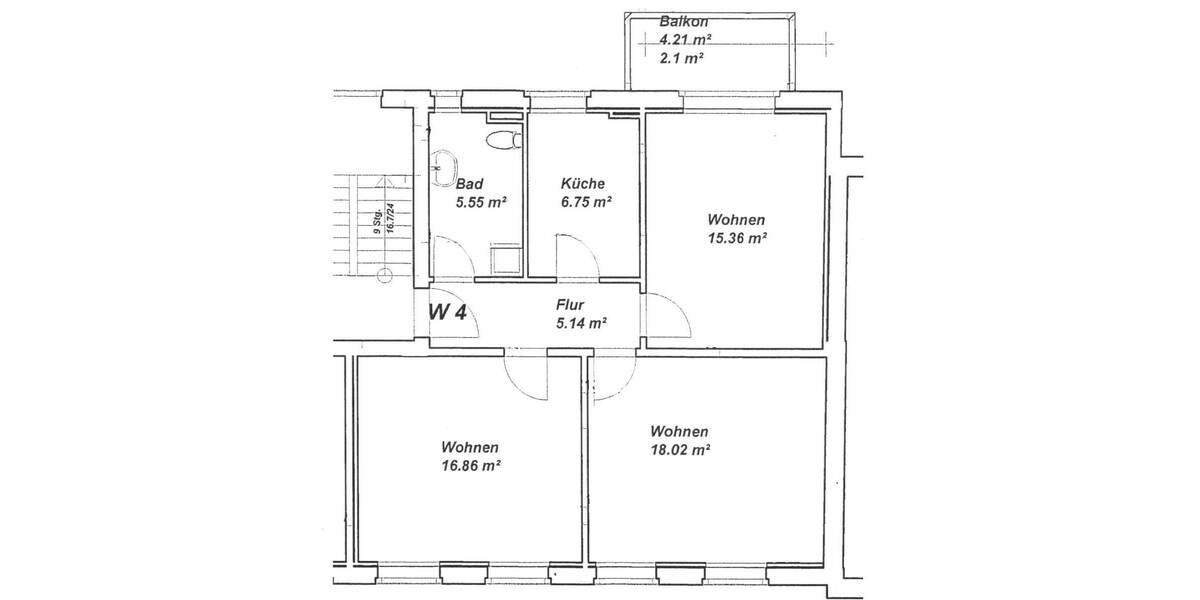 Etagenwohnung Schwerin Weststadt - 3 Zimmer, 69 m&sup2;, 630&euro; | Angebot:26759891