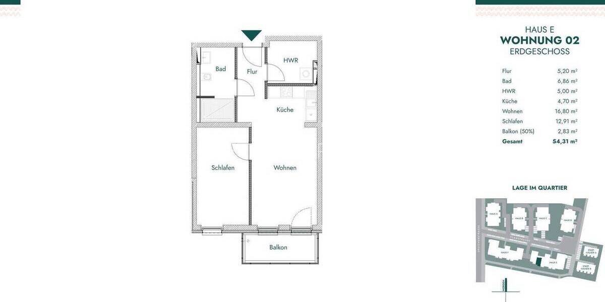 Etagenwohnung Schwerin Werdervorstadt - 2 Zimmer, 56 m&sup2;, 759&euro; | Angebot:25802011