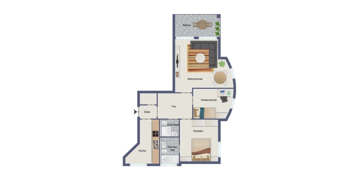 3-Zimmer-Wohnung Süd-Westbalkon Stellplatz Neumühler See Ruhige Wohnlage - Etagenwohnung Schwerin Friedrichsthal | Angebot:27071385