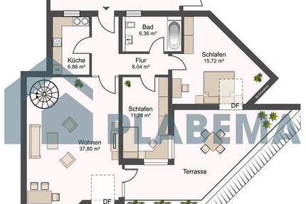 Moderne 4-Zimmer-Wohnung mit Einbauküche & Dachterrasse in Friedrichsthal 4 zimmer