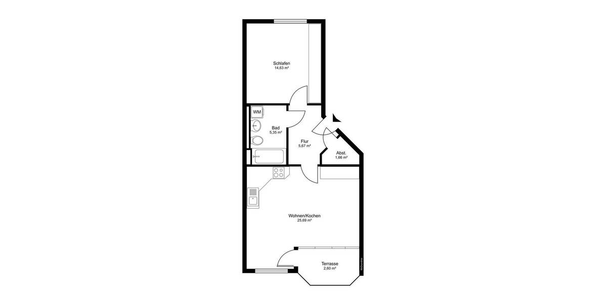 Etagenwohnung Schwerin Friedrichsthal - 2 Zimmer, 55 m&sup2;, 124.900&euro; | Angebot:26840944