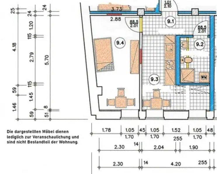 Etagenwohnung Wismar Altstadt - 1 Zimmer, 38 m&sup2;, 532&euro; | Angebot:26446740