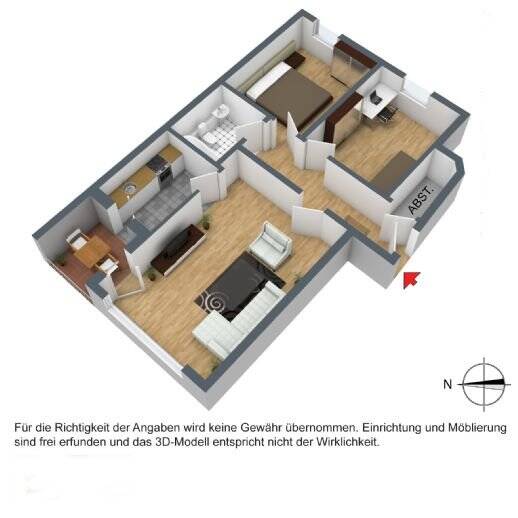 Etagenwohnung Schwerin Krebsförden - 3 Zimmer, 72 m&sup2;, 645&euro; | Angebot:24834680