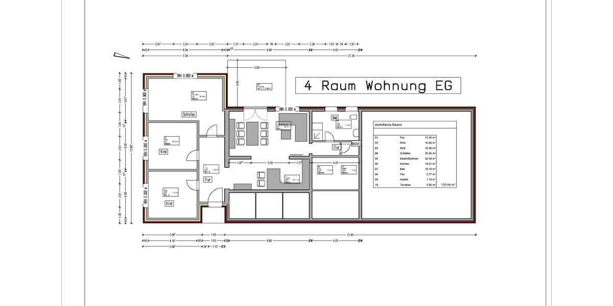Erdgeschoßwohnung Wittenförden - 4 Zimmer, 136 m&sup2;, 1.200&euro; | Angebot:26258806