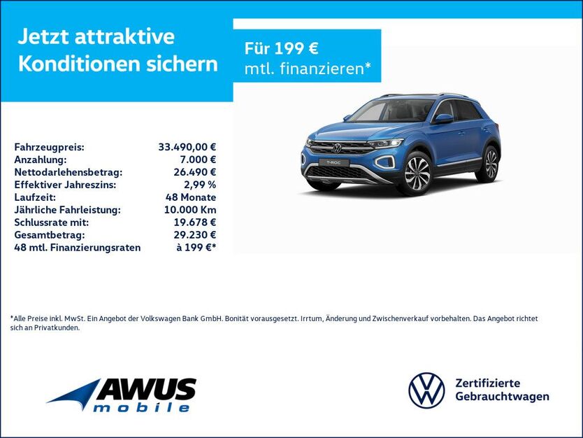VW T-Roc 4.900 km 33.490 € Schwerin 19057