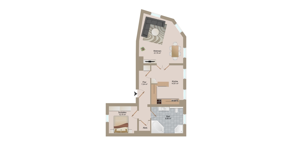 Für Menschen, die ankommen wollen - nicht nur einziehen - 2 Zimmer Balkon TagesLichtBad EBK 2. OG - Etagenwohnung Schwerin Paulsstadt | Angebot:26818944