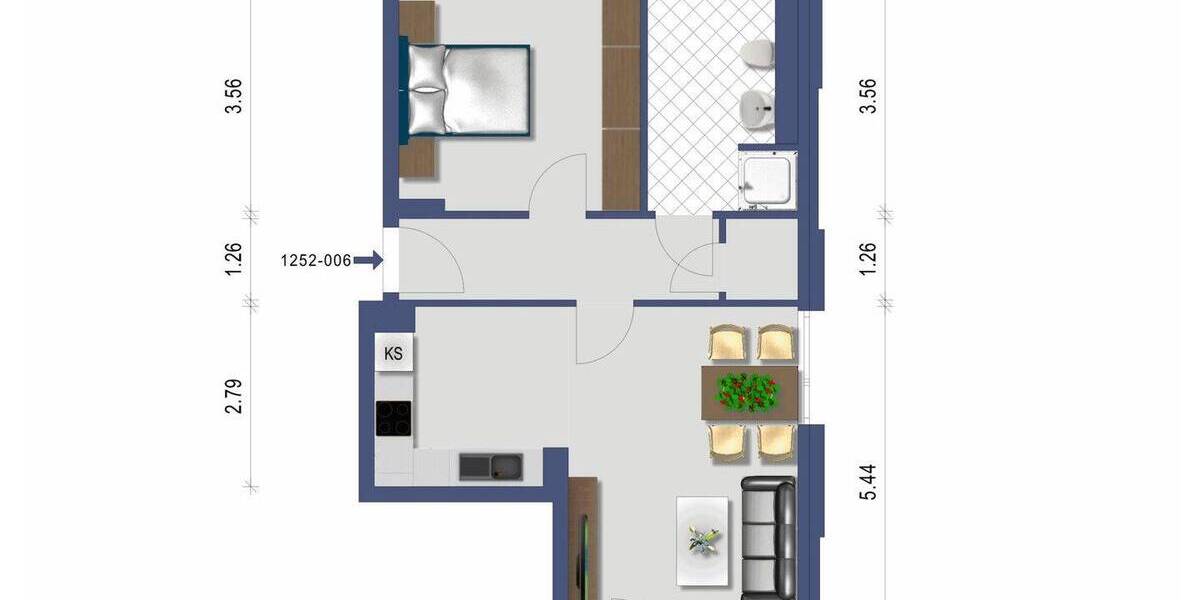 Etagenwohnung Schwerin Weststadt - 2 Zimmer, 57 m&sup2;, 666&euro; | Angebot:26876091