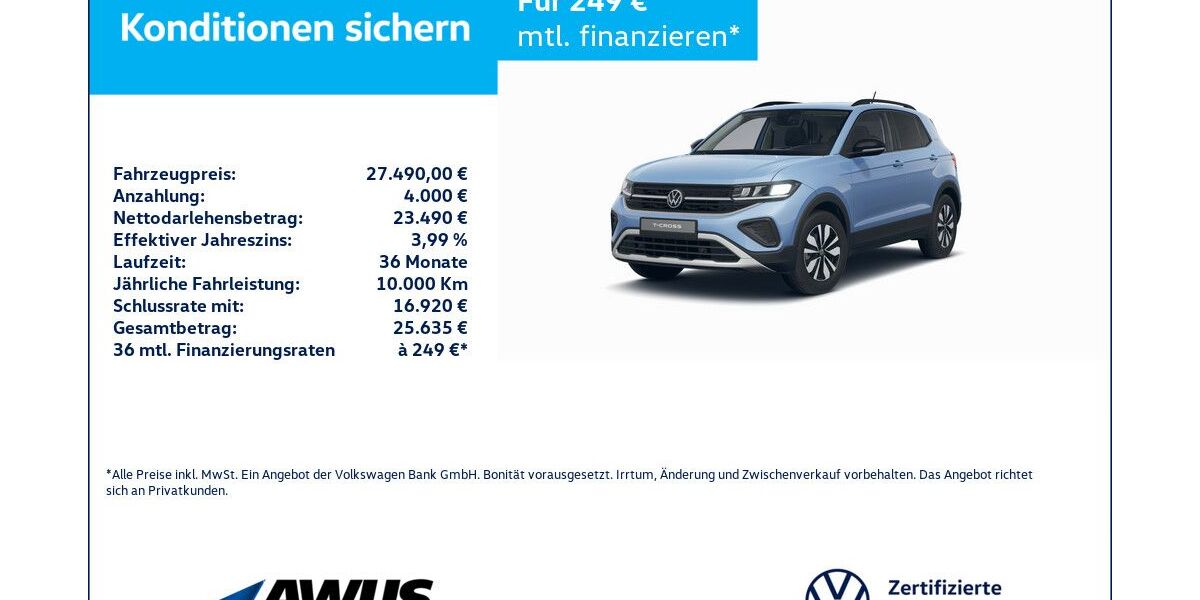 VW T-Cross 2.200 km 27.490 € Schwerin 19057
