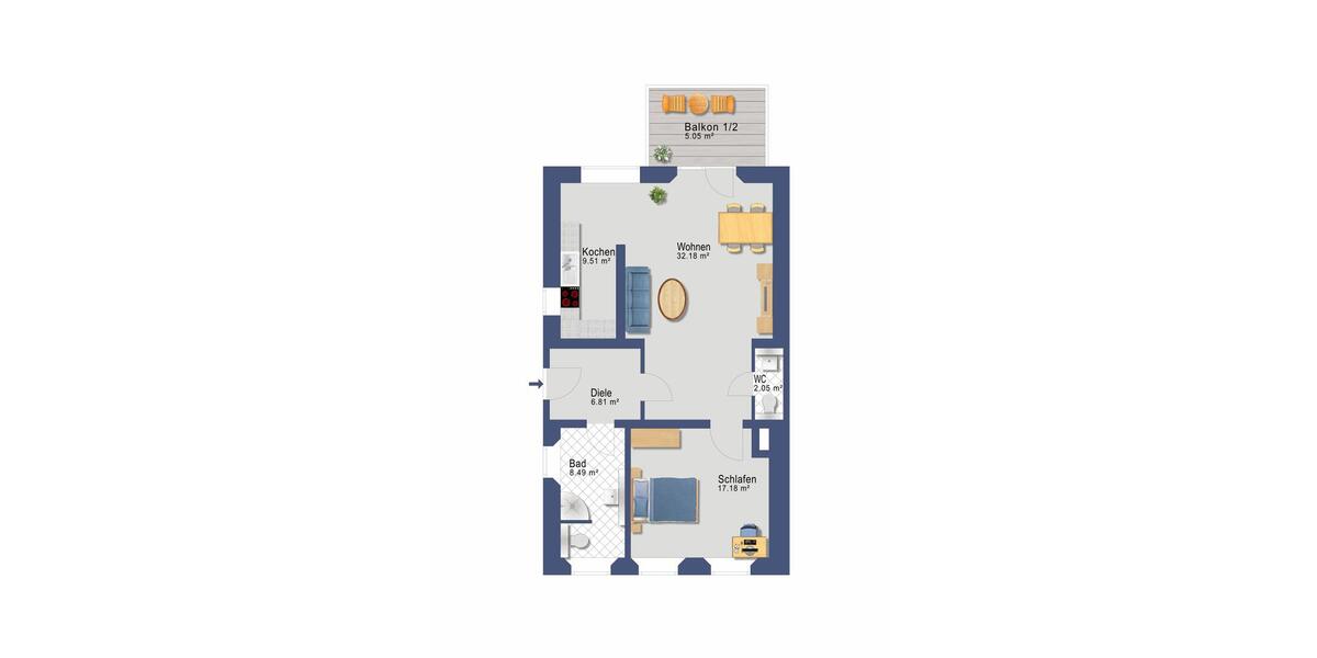 Erdgeschoßwohnung Schwerin Friedrichsthal - 2 Zimmer, 82 m&sup2;, 819&euro; | Angebot:24492773