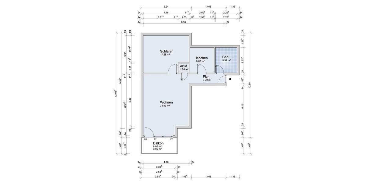 Etagenwohnung Schwerin Krebsförden - 2 Zimmer, 66 m&sup2;, 135.000&euro; | Angebot:26744972