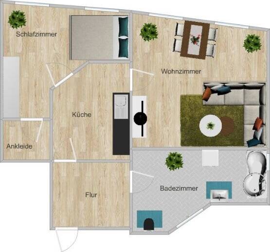 Etagenwohnung Schwerin Paulsstadt - 2 Zimmer, 55 m&sup2;, 400&euro; | Angebot:26387897
