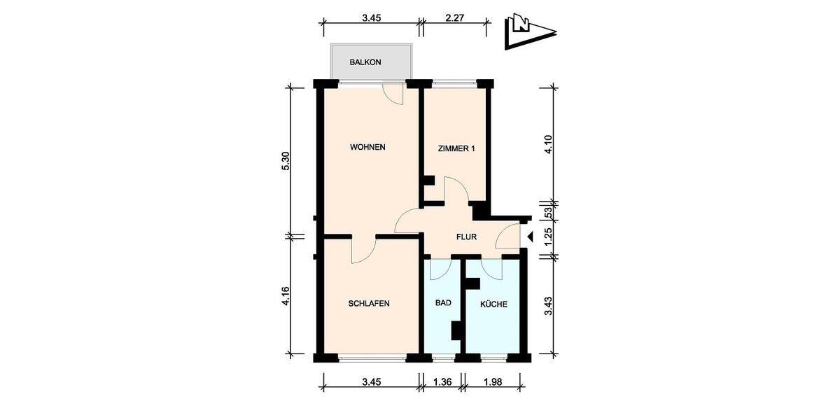 Etagenwohnung Warin - 2.5 Zimmer, 58 m&sup2;, 332&euro; | Angebot:26561529