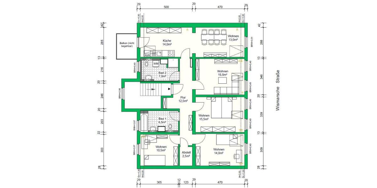 Dachgeschoßwohnung Schwerin - 5 Zimmer, 111 m&sup2;, 1.212&euro; | Angebot:25991798